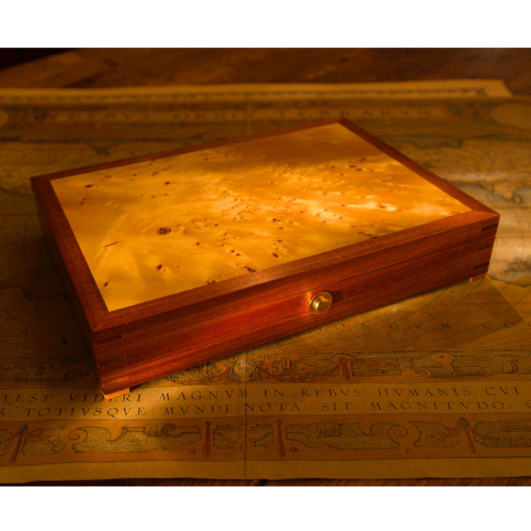 Coin presentation box made from Birdseye Huon Pine and Blackwood