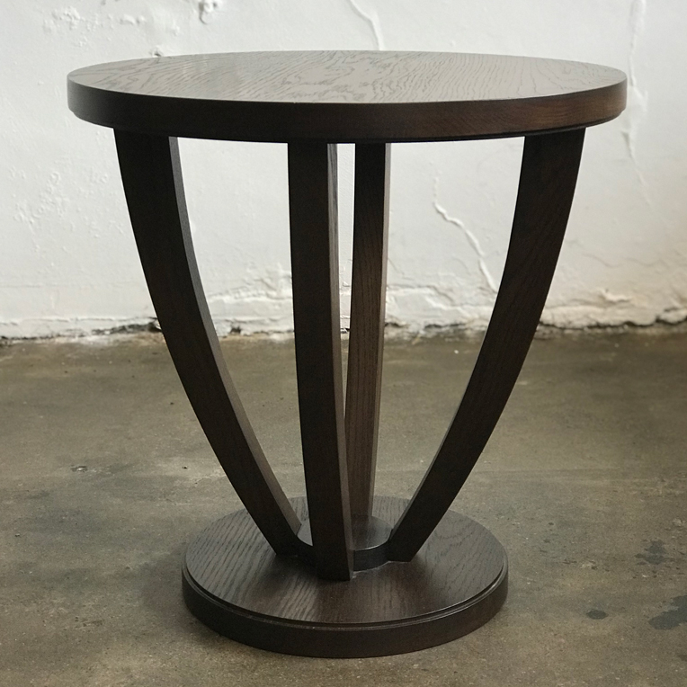 Round Art Deco sidetable made from Oak